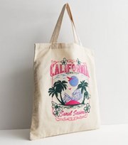 New Look Cream California Beach Logo Canvas Tote Bag
